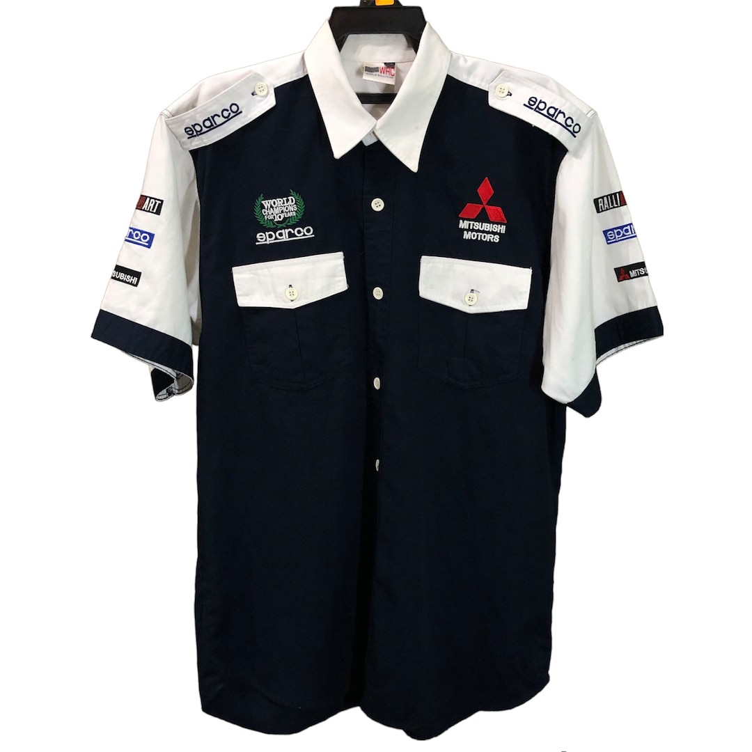 【最安値挑戦】 Motor Mitsubishi Ralliart Vintage Sport Etsy - Shirt up Button トップス