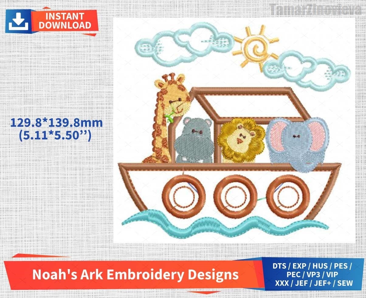 Noah'S Ark Embroidery Designs Ark Of Noah Embroidery Etsy
