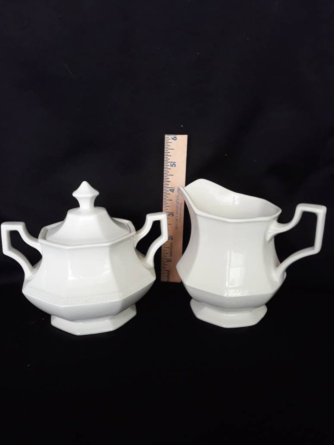 Sugar Bowl Creamer Set. Bowl W/ Lid, Vtg, Stamped England Johnson Bros