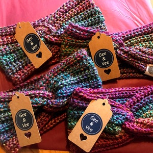 Rainbow crocheted twist headband / ear warmer