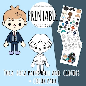 Bambola di carta stampabile Toca Boca Boy Dress Up / Papercraft Toca Boca / pagine di libri silenziosi / Download digitale istantaneo