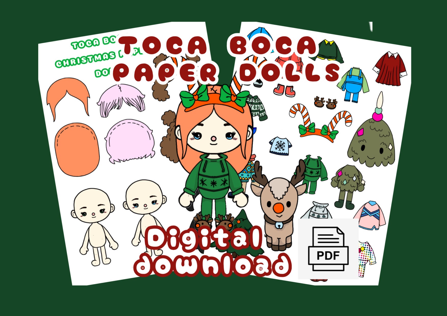 Color Toca Boca Paper Doll with different hairstyles / Coloring page / Toca  Boca papercraft / quiet book pages / Printable Paper Doll