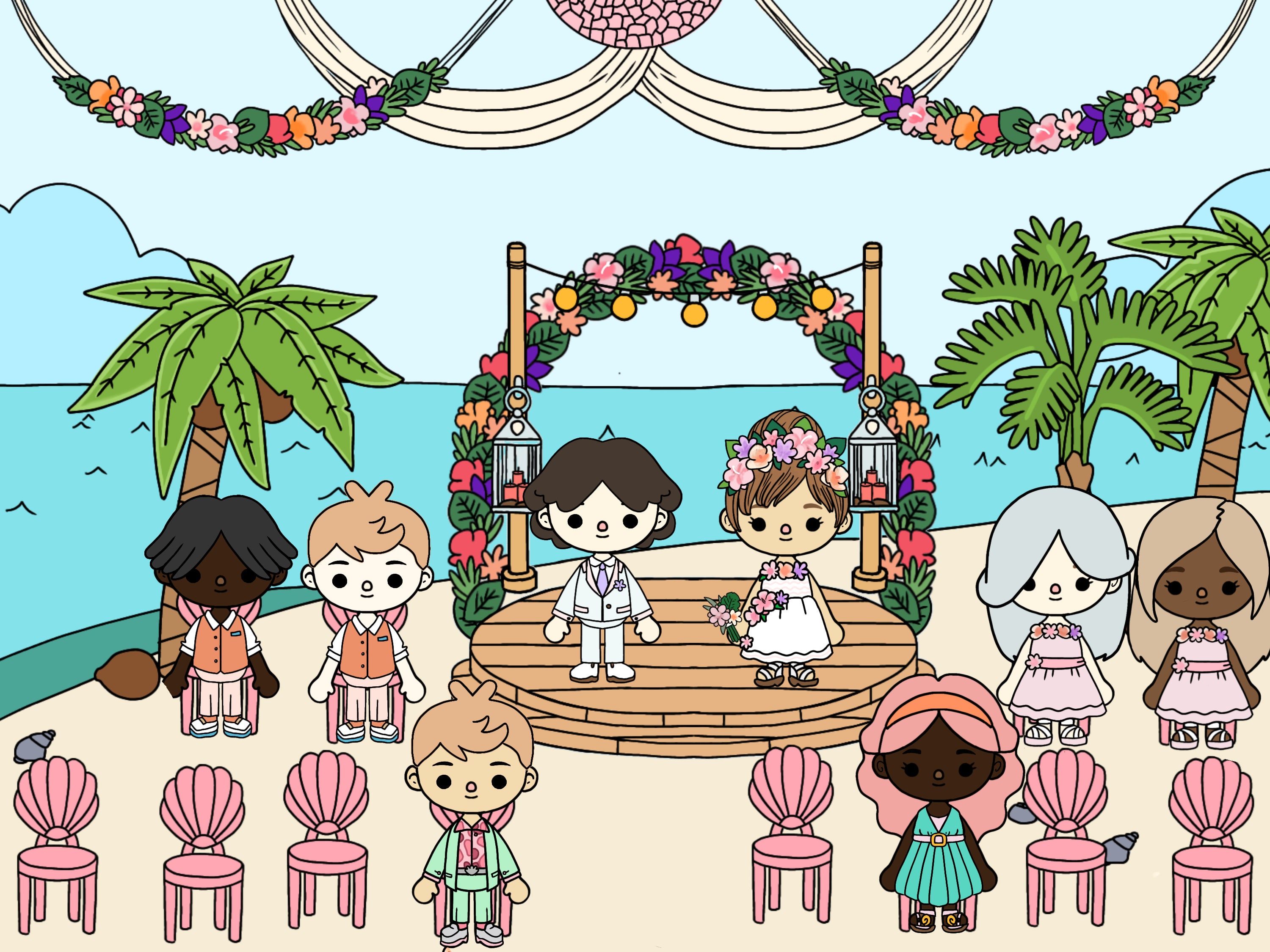 Toca Boca Beach Wedding / Toca Toca papercraft / quiet book pages /  Printable book for paper dolls