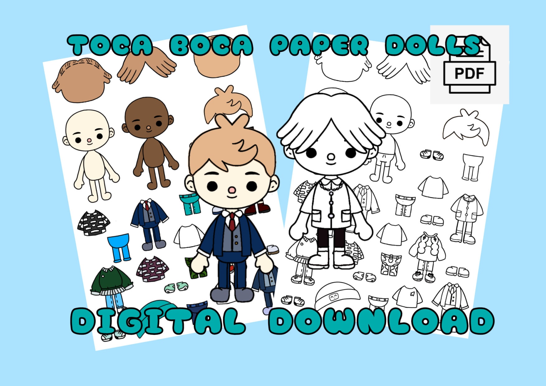 Printable Toca Boca Boy Paper Doll Dress up / Toca Boca Papercraft / Quiet  Book Pages / Instant Digital Download -  Hong Kong