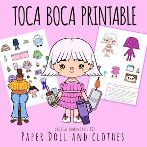 Printable Toca Boca Paper Doll Violet Paper Doll, Activities for Kids Paper Crafts for Kids Instant Digital Download