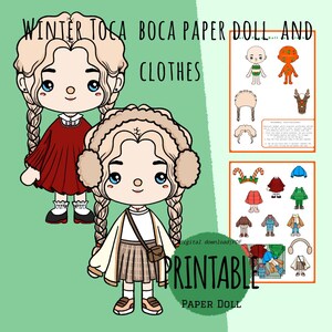 Printable Toca Boca Paper Doll and Clothes, Toca Boca papercraft, quiet book pages, Printable Paper Doll