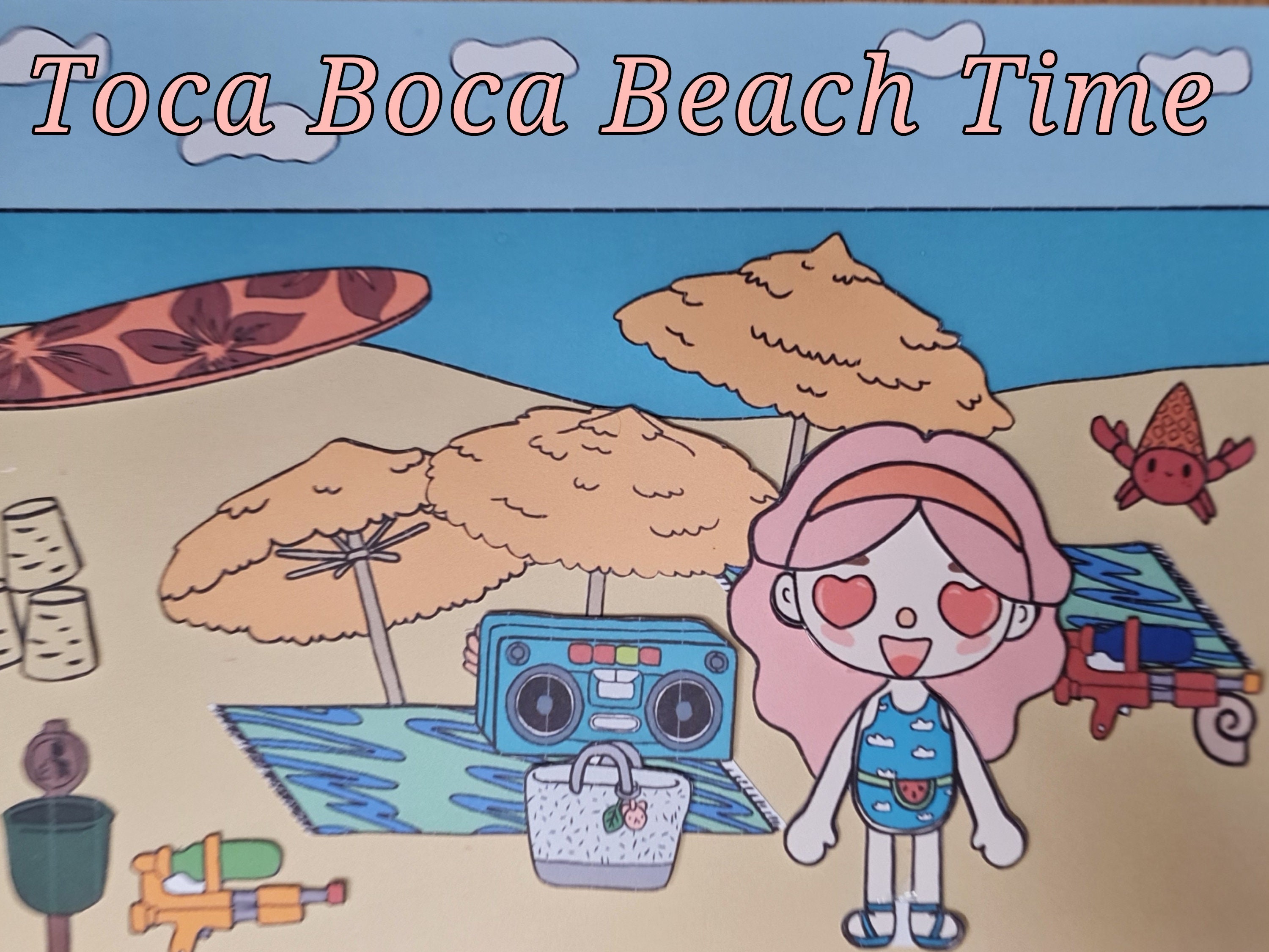 Toca Boca Beach Time Quiet Book Page / Toca Toca Papercraft / Etsy