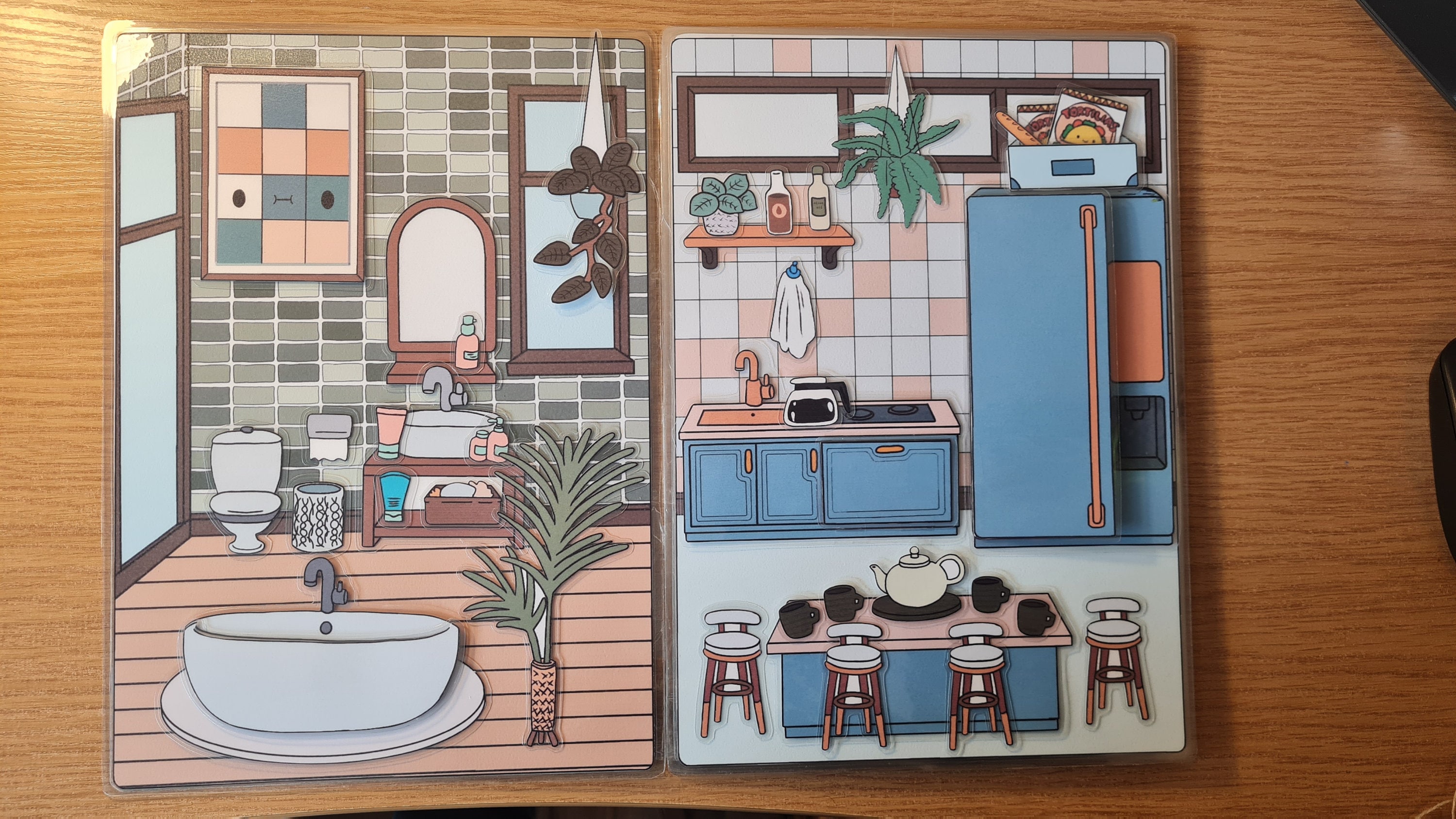 Toca Boca Apartment Room / Toca Boca papercraft / quiet book pages /  Printable apartment for paper dolls