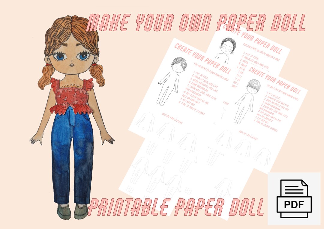 Make Your Own Paper Doll PRINTABLE Digital Download Etsy Australia