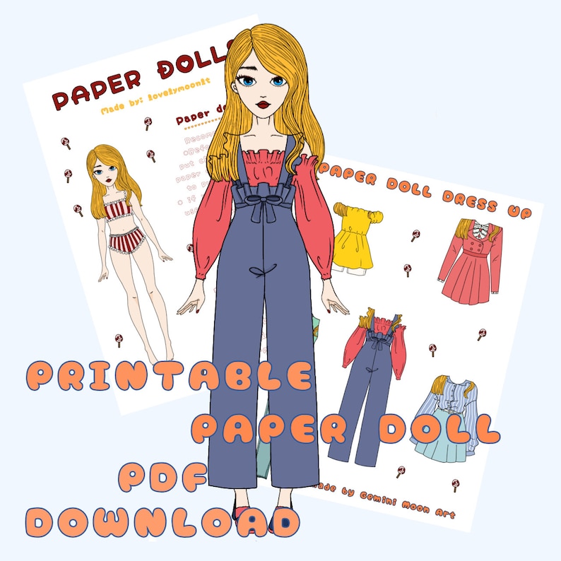Printable Paper Dolls Dress up Printable Activities for Kids Etsy UK