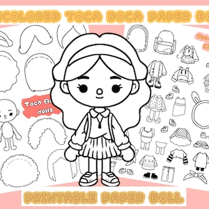 Color Toca Boca Paper Doll /Toca Boca Paper Doll and Clothes / Toca Boca papercraft / quiet book pages / Printable Paper Doll 画像 1