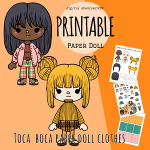 Printable Toca Boca Paper Doll Autumn Clothes Activities for Kids Paper Crafts for Kids Instant Digital Download