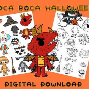 Printable Toca Boca Halloween Costumes / Toca Boca Paper Clothes /  Dress Up Doll / Activity for Kids