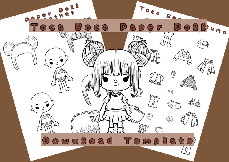 Printable Uncolored Toca Boca Paper Doll Autumn Clothes - Etsy Israel