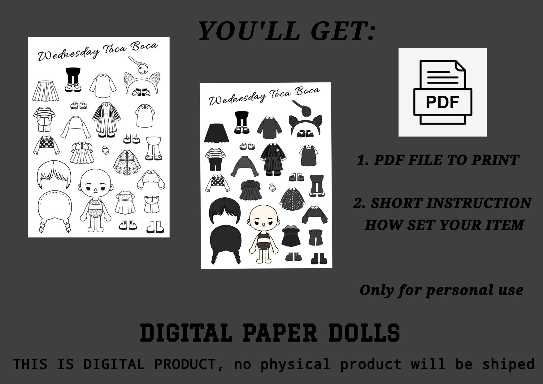 Toca Boca Beach Wedding / Toca Toca papercraft / quiet book pages /  Printable book for paper dolls