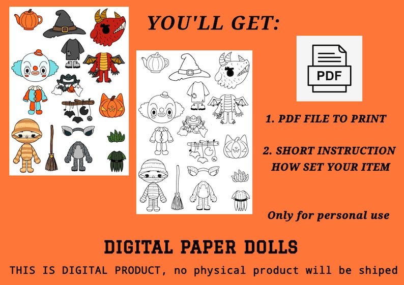 Printable Toca Boca Halloween Costumes / Toca Boca Paper Clothes