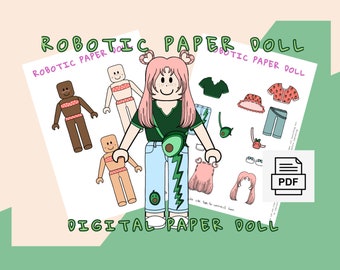 Printable Robotic Paper Doll / Digital Paper Doll / Printable Activities for Kids