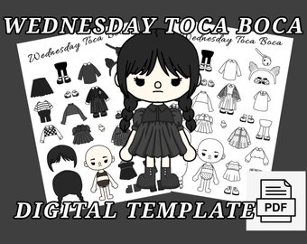 Wednesday Toca Boca Paper Doll / Quiet book pages / Printable Paper crafts