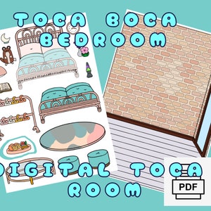 Toca Boca bedroom / Toca Boca papercraft / quiet book pages / Printable bedroom for paper dolls