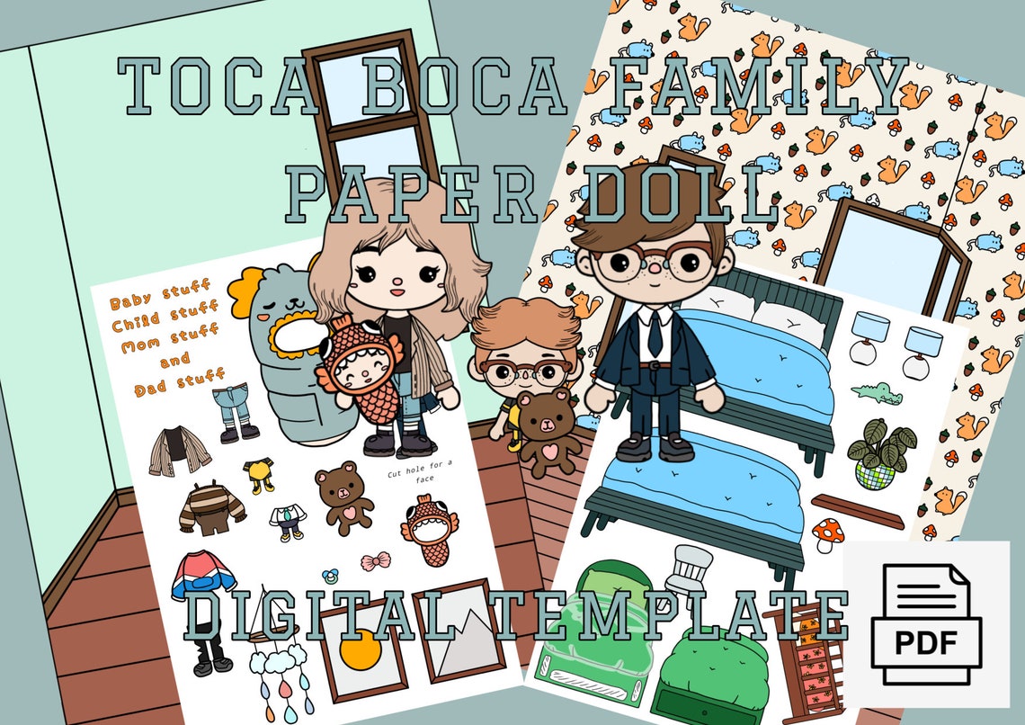 Printable Toca Boca Family Paper Doll Bedrooms / Paper Doll - Etsy Finland