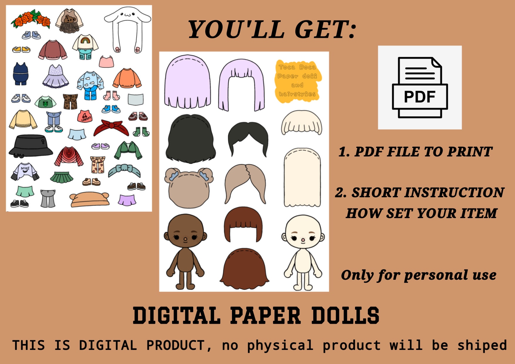 Toca Boca paper doll clothes printables🌈 Printable Paper Dolls Dress u –  WOA DOLL CRAFT