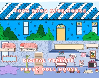 Toca Boca Little Blue House / Toca Boca papercraft / quiet book pages / Printable apartment for paper dolls