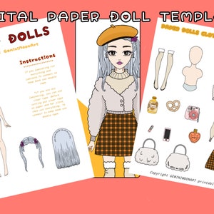 Printables Paper Doll & Clothes / DIY Eastetic Clothes / Printable Activities for Kids / Paper Crafts for Kids