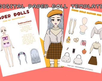 Printables Paper Doll & Clothes / DIY Eastetic Clothes / Printable Activities for Kids / Paper Crafts for Kids