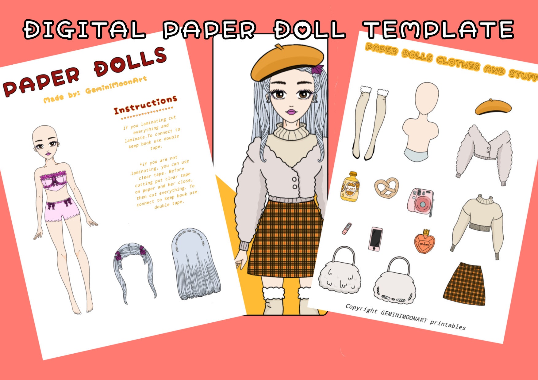 Printables Paper Doll &amp; Clothes / DIY Eastetic Clothes / Printable ...