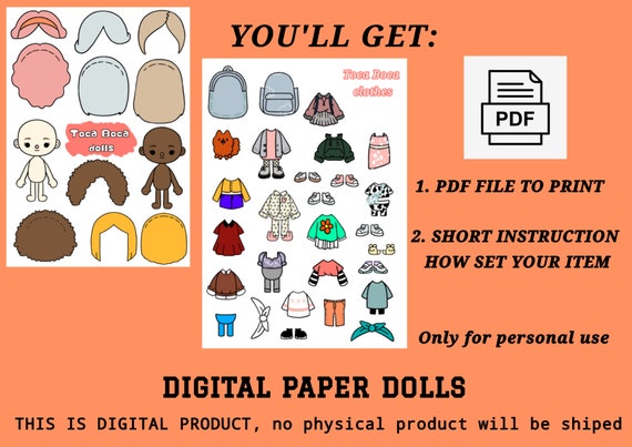 Printable Toca Boca Boy Paper Doll Dress up / Toca Boca Papercraft / Quiet  Book Pages / Instant Digital Download -  Hong Kong