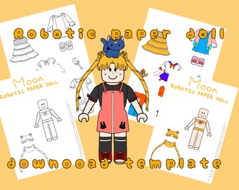 Printable Robotic Paper Doll / Digital Paper Doll / Printable Activities for Kids