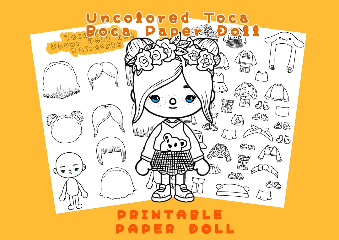 Color Toca Boca Paper Doll and Clothes / Toca Boca Papercraft / Quiet