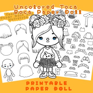 Color Toca Boca Paper Doll and Clothes / Toca Boca papercraft / quiet book pages / Printable Paper Doll