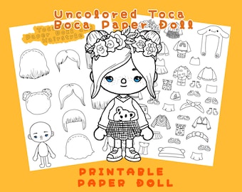 Color Toca Boca Paper Doll and Clothes / Toca Boca papercraft / quiet book pages / Printable Paper Doll