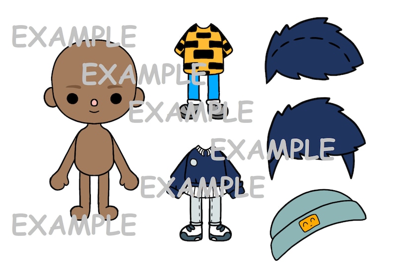 Toca boca boy paper doll toca boca papercraft quiet book etsy 