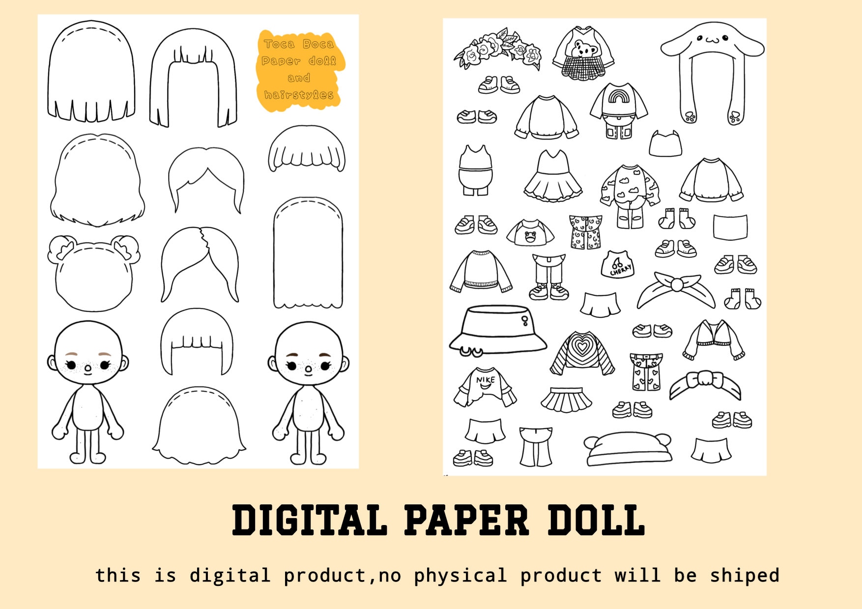 Color Toca Boca Paper Doll And Clothes Toca Boca Papercraft Etsy UK