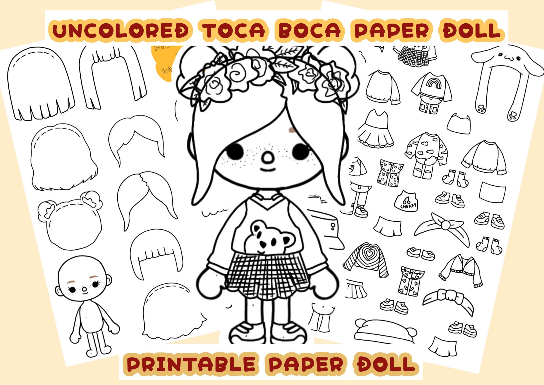 Color Toca Boca Paper Doll and Clothes / Toca Boca Papercraft Etsy