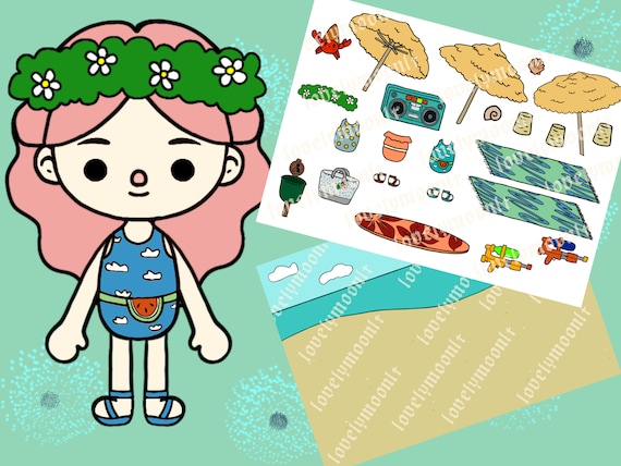 Toca Boca Beach Wedding / Toca Toca papercraft / quiet book pages /  Printable book for paper dolls