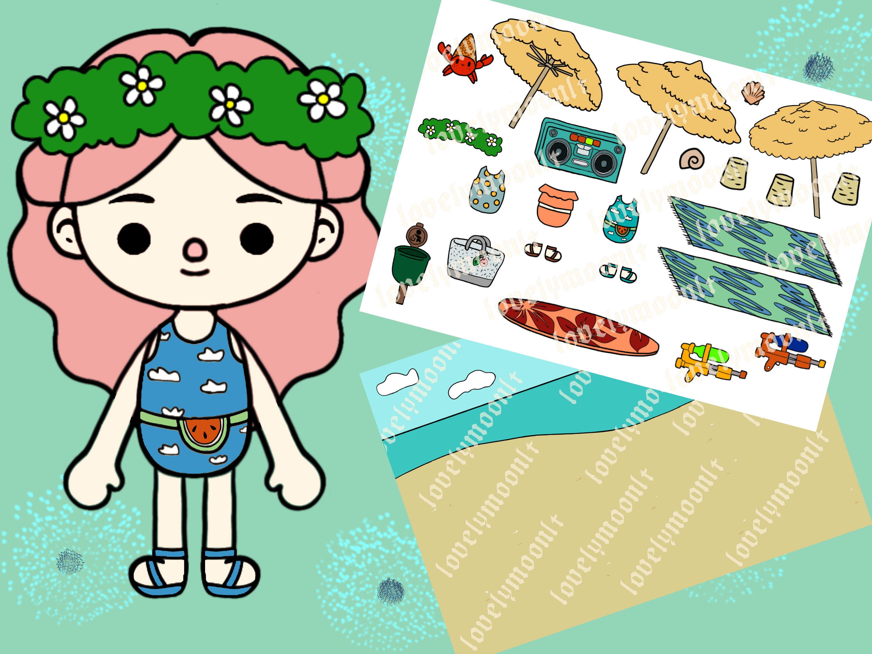 Toca Boca Paper Dolls and Clothes / Quiet book pages / Digital