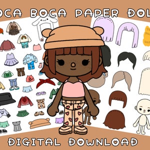 Bambole e vestiti di carta Toca Boca stampabili/Bambola da vestire/Attività per bambini/Pagina di libro tranquillo
