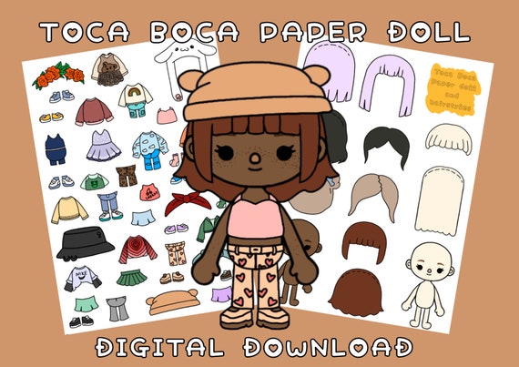 Printable Toca Boca Boy Paper Doll Dress Up / Toca Boca papercraft / quiet  book pages / Instant Digital Download