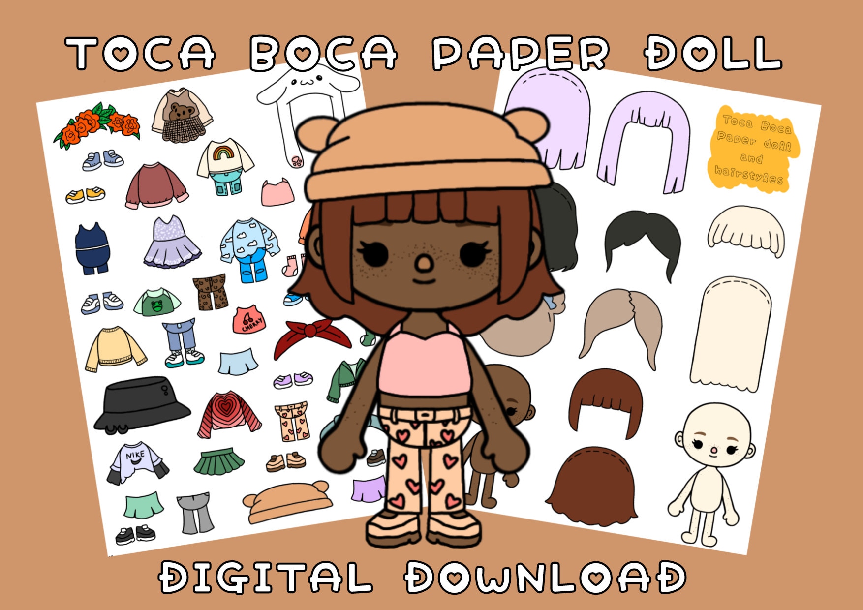 Toca Boca Paper Dolls Emotions / Colored and uncolored / Toca Boca  papercraft / quiet book pages / Printable Paper Doll