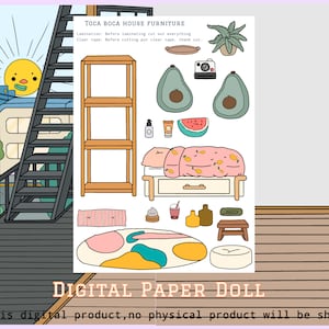 Toca Boca Apartment Room / Toca Boca papercraft / quiet book pages / Printable apartment for paper dolls