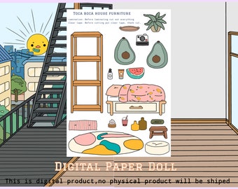 Toca Boca Apartment Room / Toca Boca papercraft / quiet book pages / Printable apartment for paper dolls