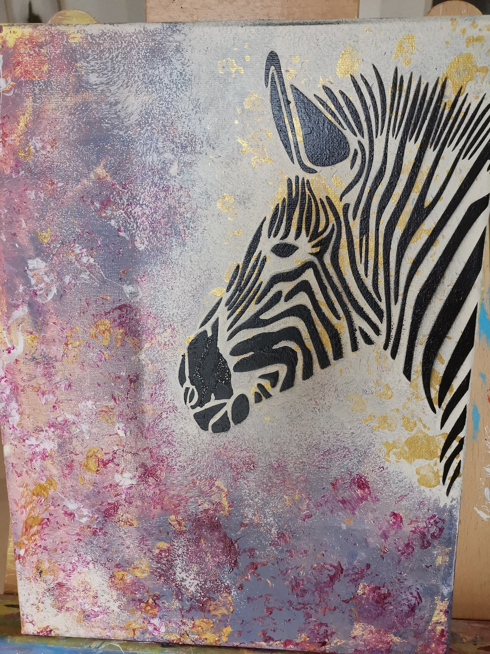 Acrylic painting abstract art zebra art canvas handmade Etsy