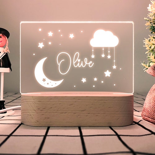 Personalised Night Light Baby Gift Custom Name Nursery Night Etsy