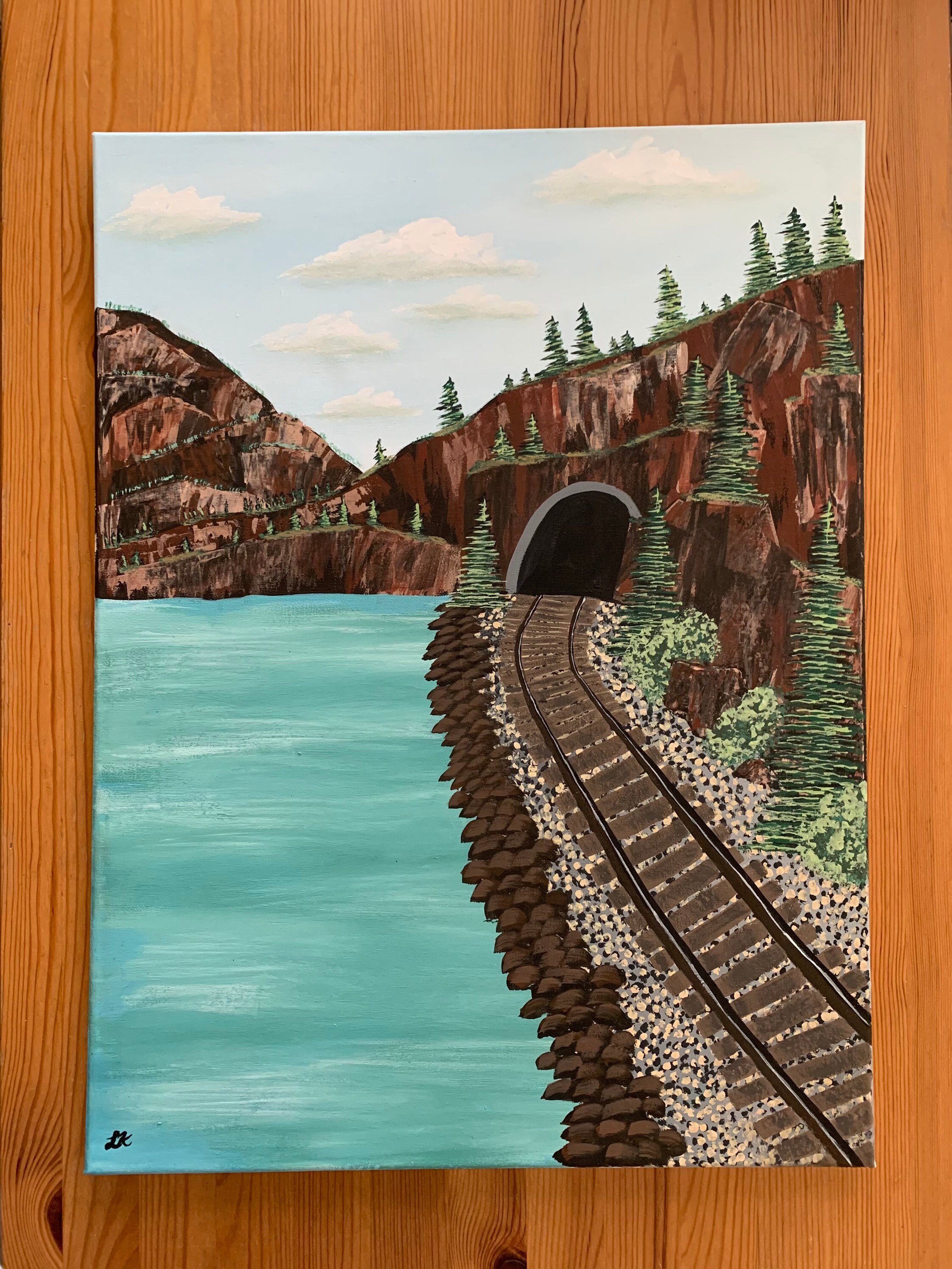 Original acrylic paintingLandscape paintingTrain tracks Etsy