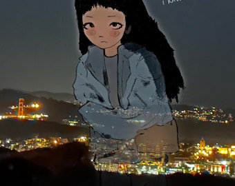 girl on hill print - PRINT