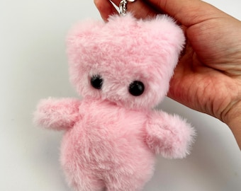 Pink Bear Plush Keychain - Belt charm, bag charm, ornament