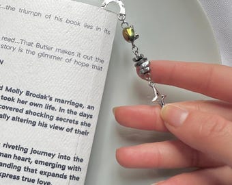 Engraved Cat Charm Bookmark | Handmade Silver Book Lover Gift